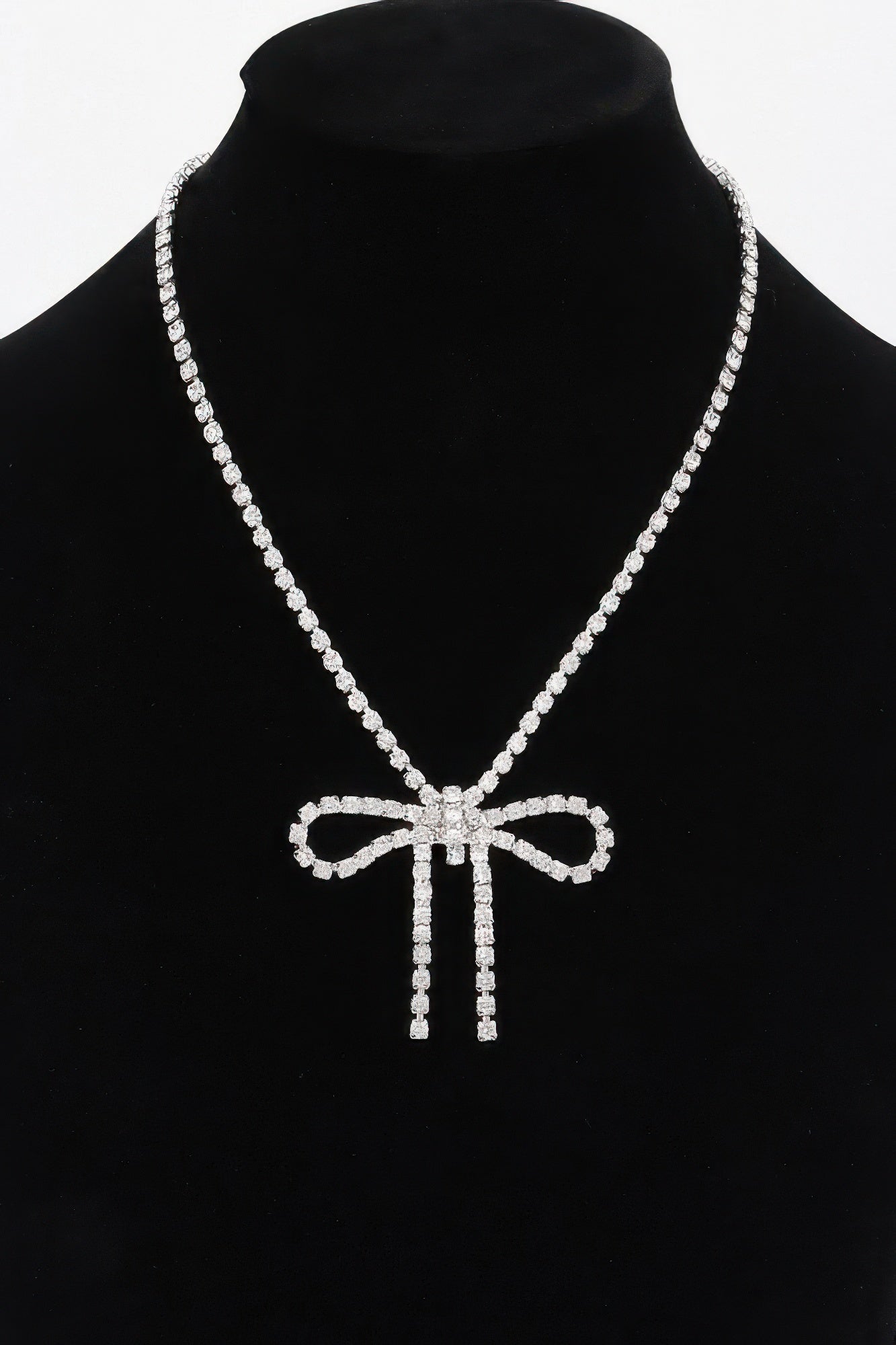 Rhinestone Bow Necklace