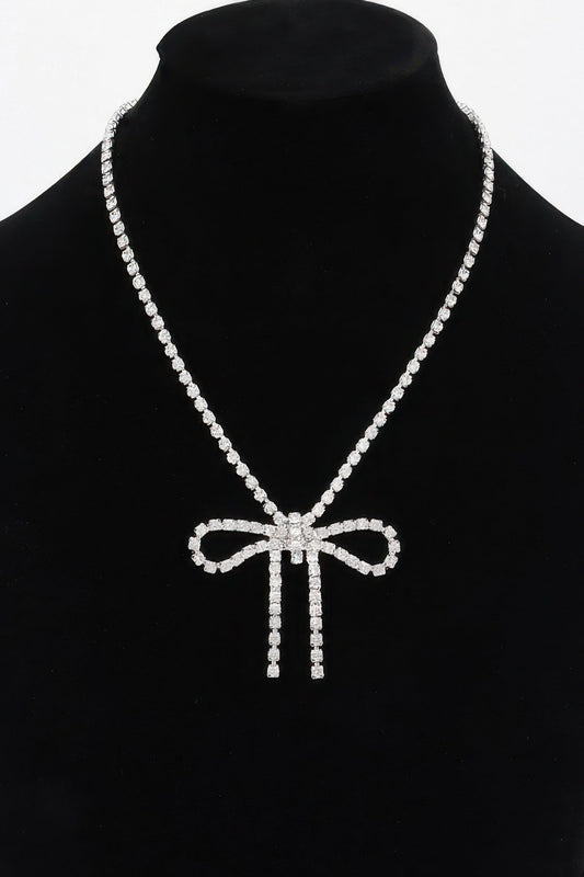 Rhinestone Bow Necklace
