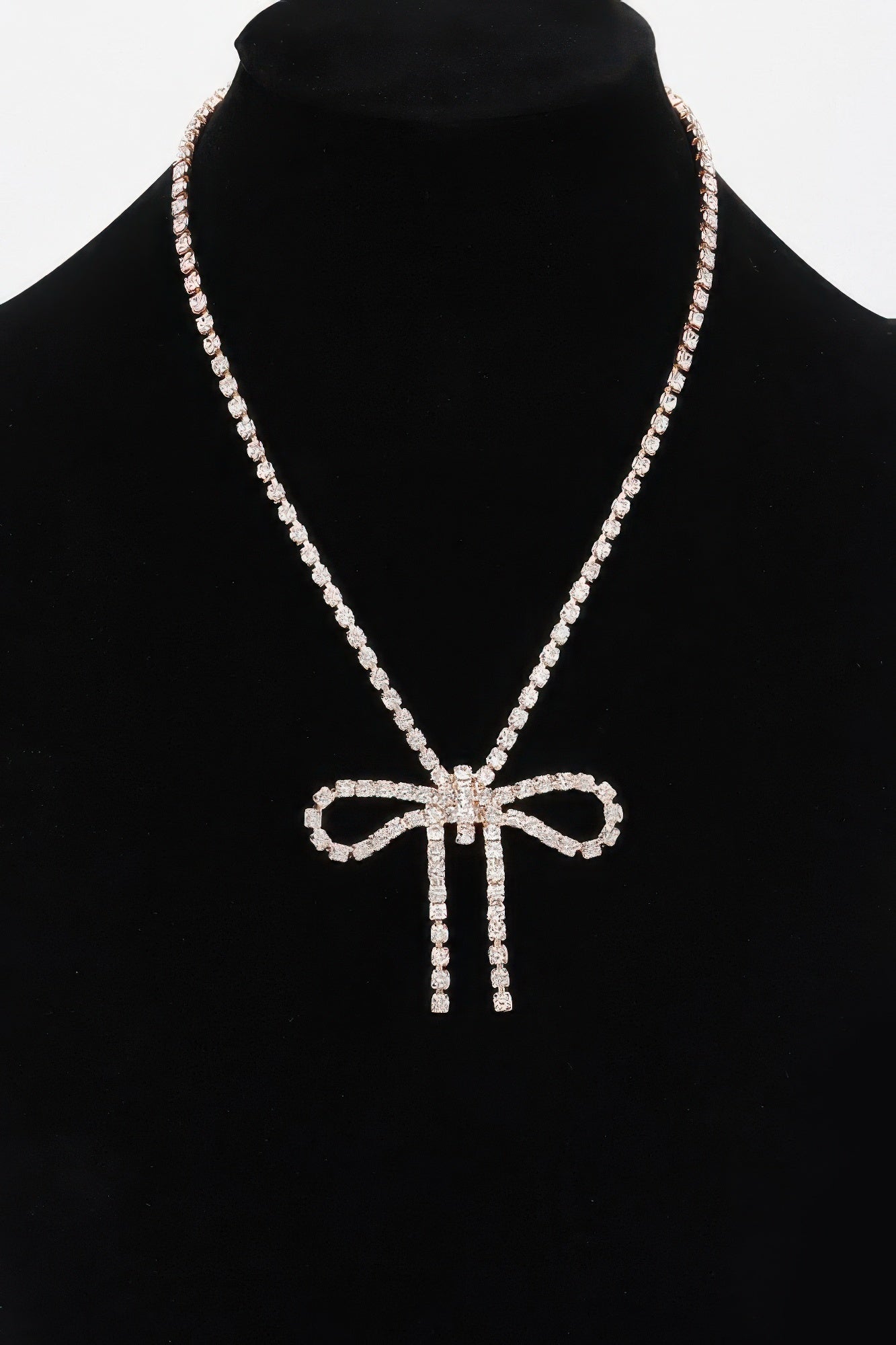 Rhinestone Bow Necklace