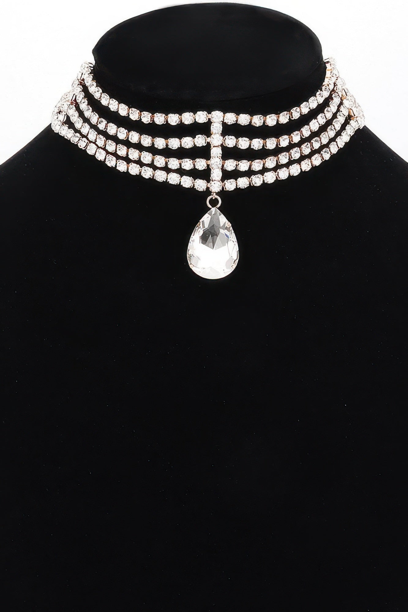 Rhinestone Choker Necklace with Pendant