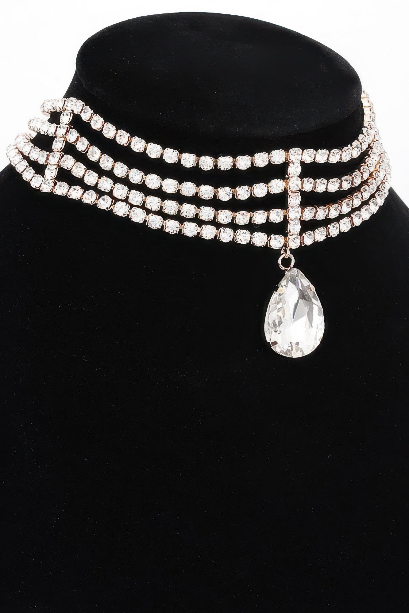 Rhinestone Choker Necklace with Pendant