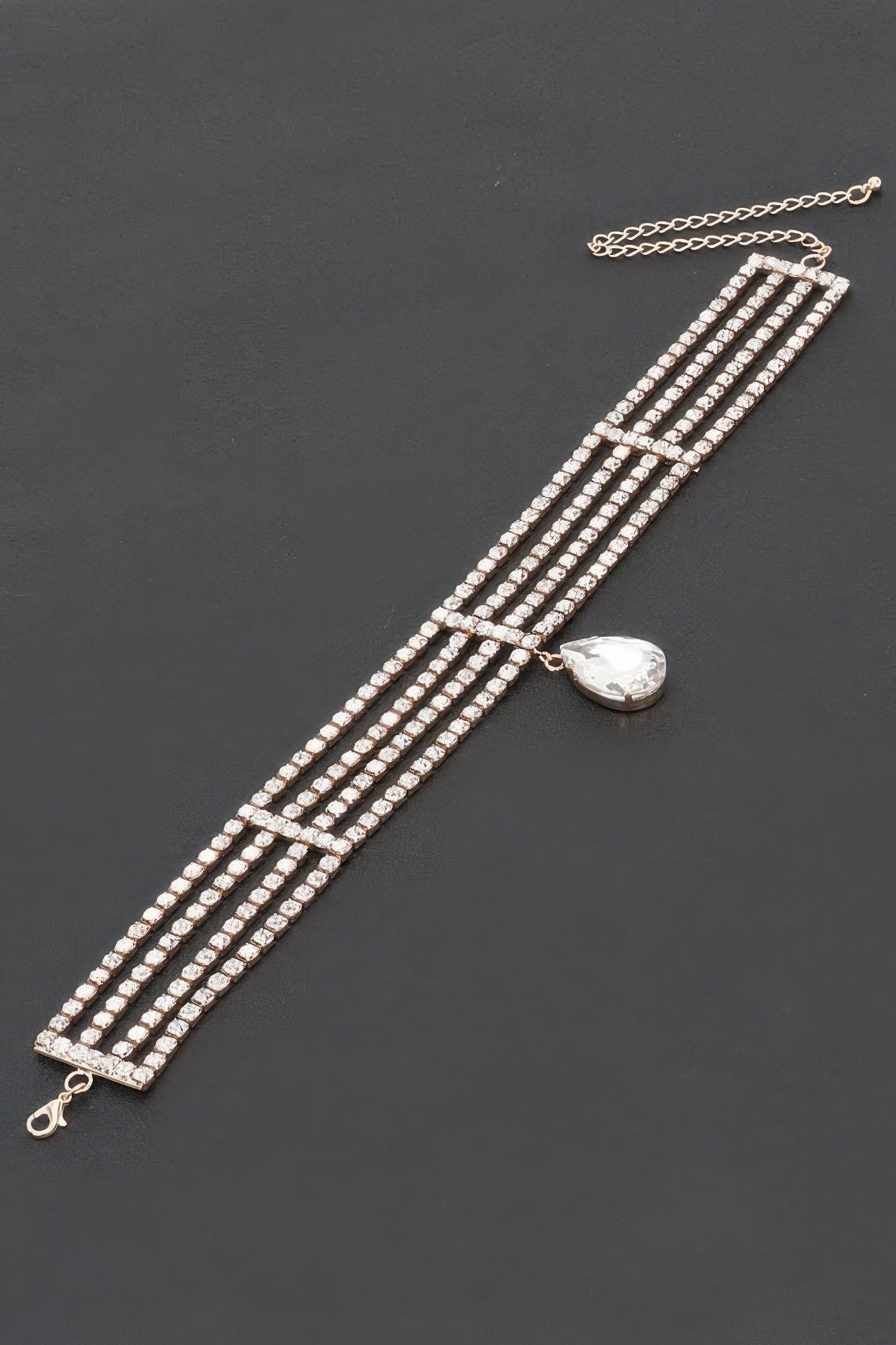 Rhinestone Choker Necklace with Pendant