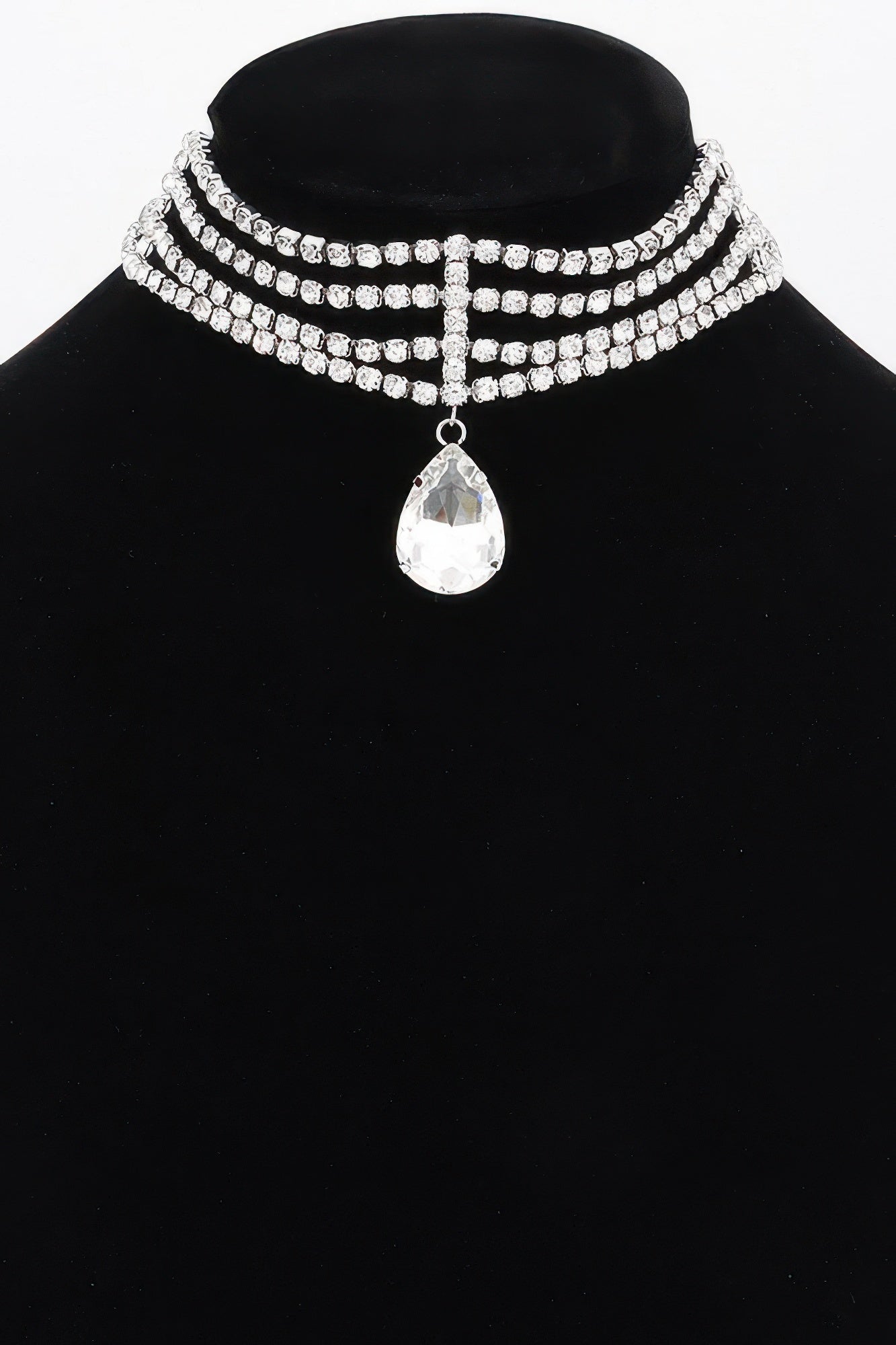 Rhinestone Choker Necklace with Pendant