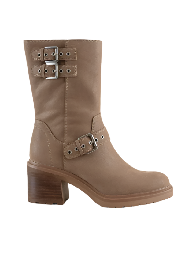 Oasis Society Rider Block Heel Boots with Buckles, Taupe