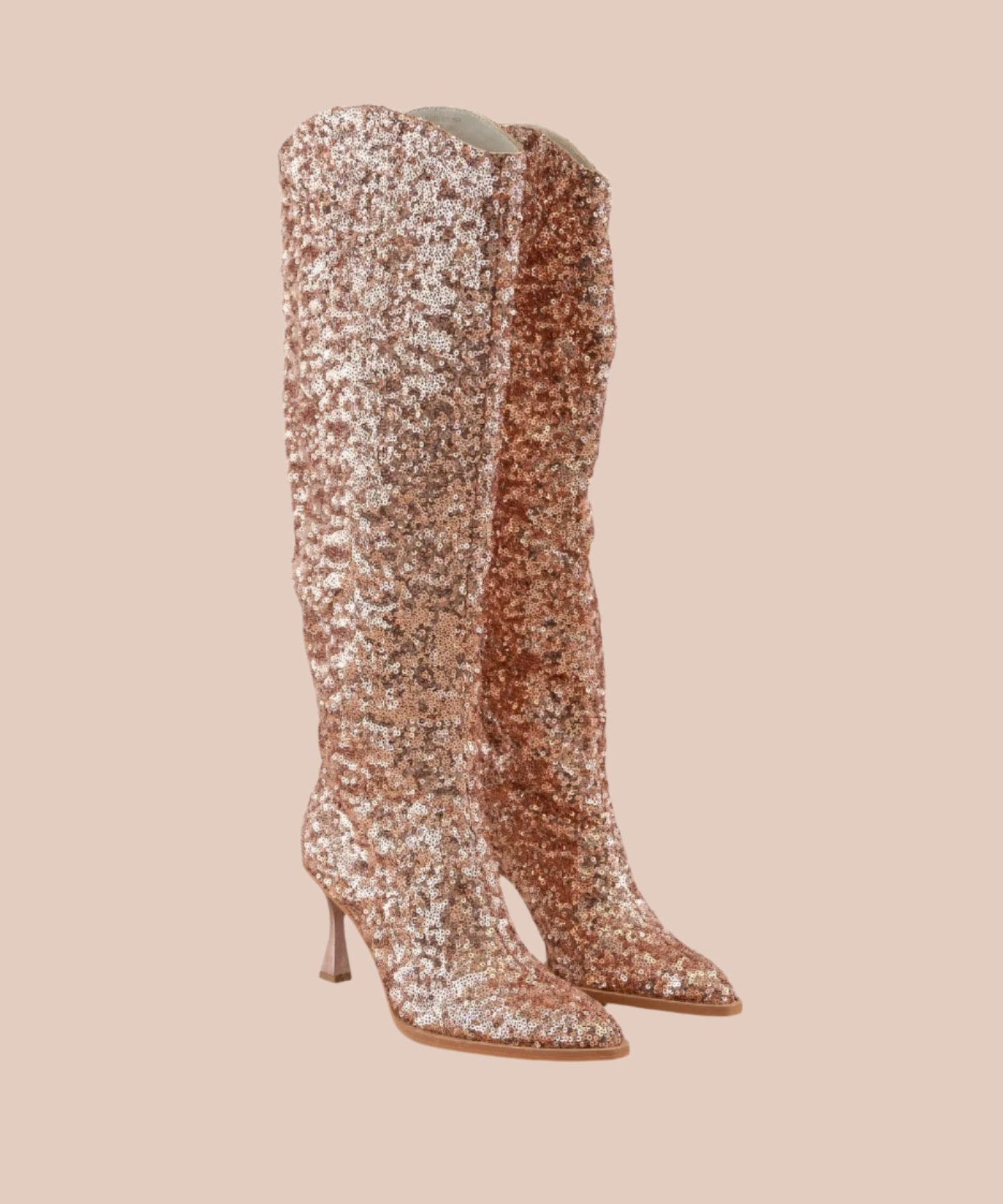 Sizes 7.5 & 8.5 Knee High Pink Sequin Point Toe Boots