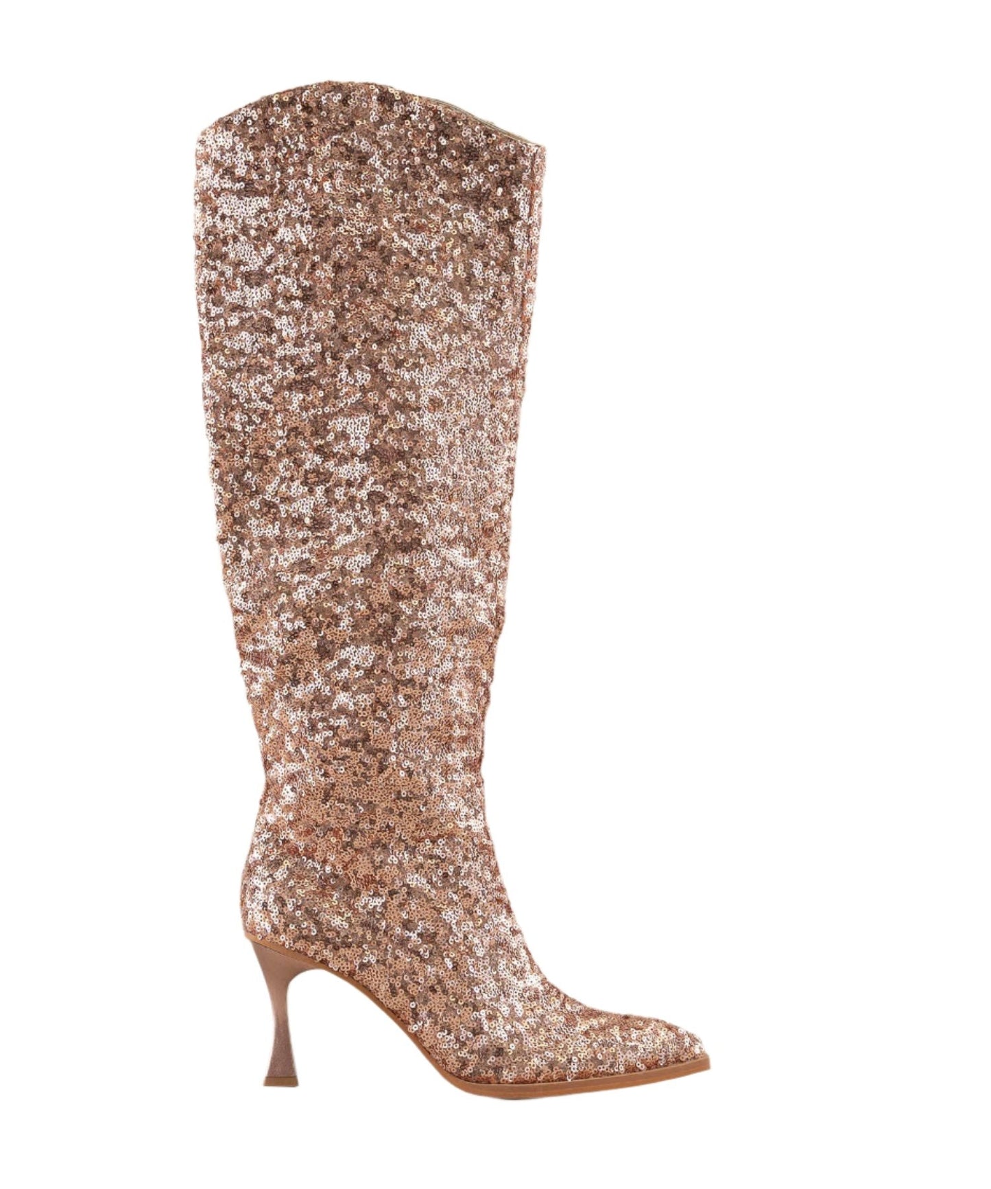 Sizes 7.5 & 8.5 Knee High Pink Sequin Point Toe Boots