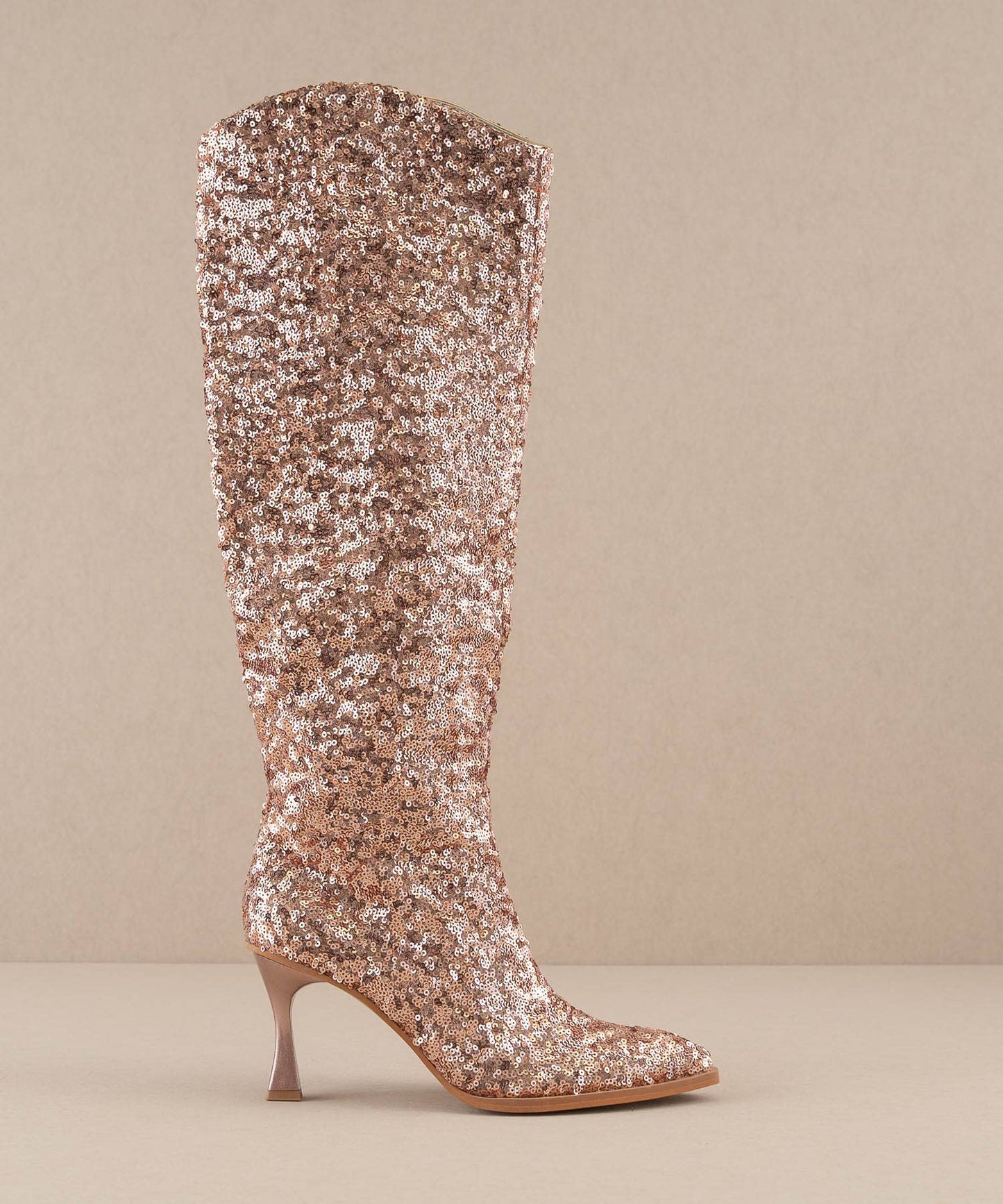 Sizes 7.5 & 8.5 Knee High Pink Sequin Point Toe Boots