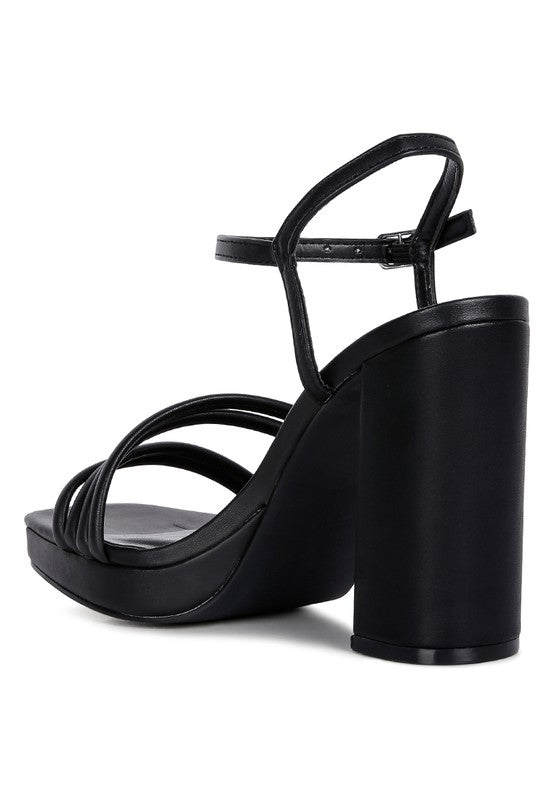 Size 9 Black High Heel Platform Strappy Sandals