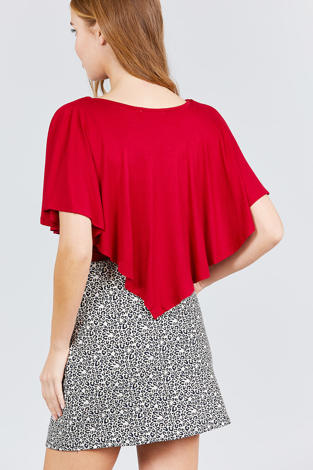 Juniors Size Medium Red V-Neck Flounce Top
