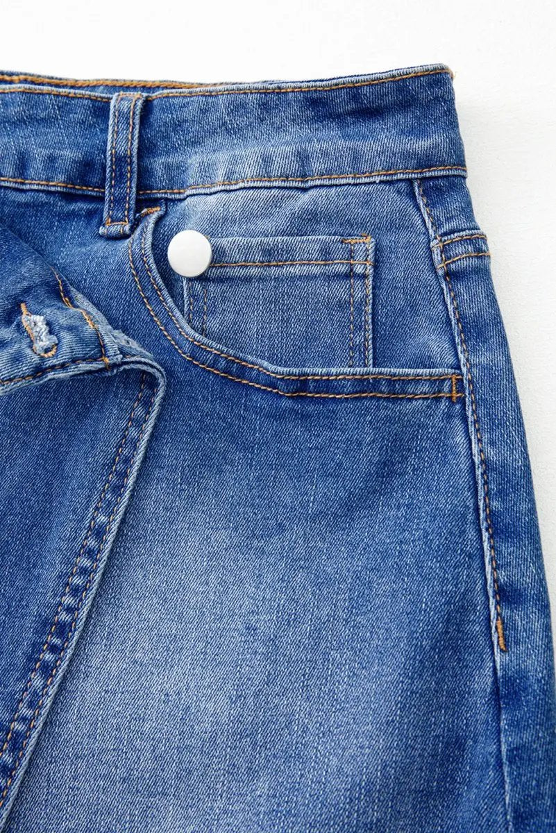Shorts Love Salve  Ashleigh Blue Wrapped Crossed Waist Denim Mini
