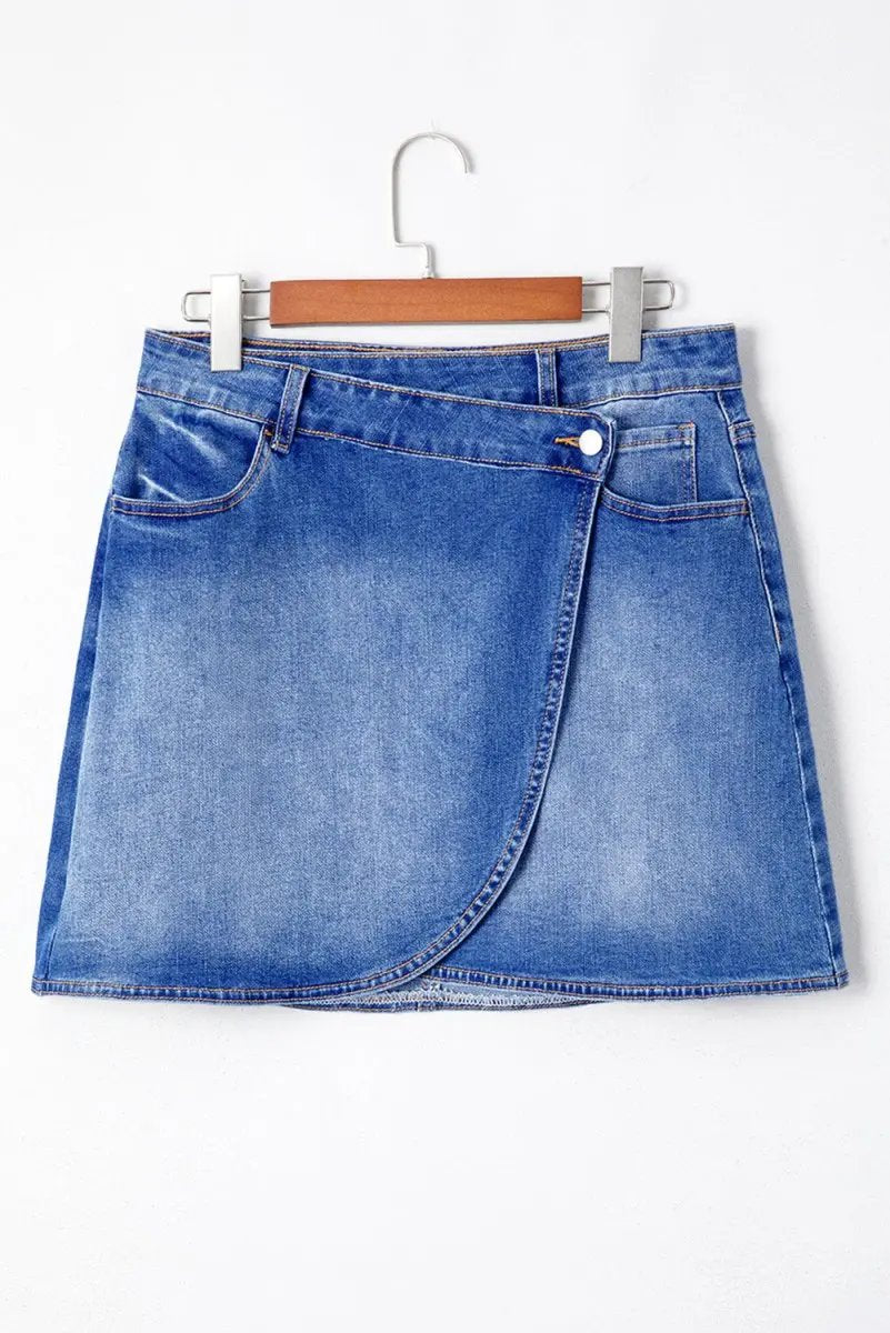 Shorts Love Salve  Ashleigh Blue Wrapped Crossed Waist Denim Mini