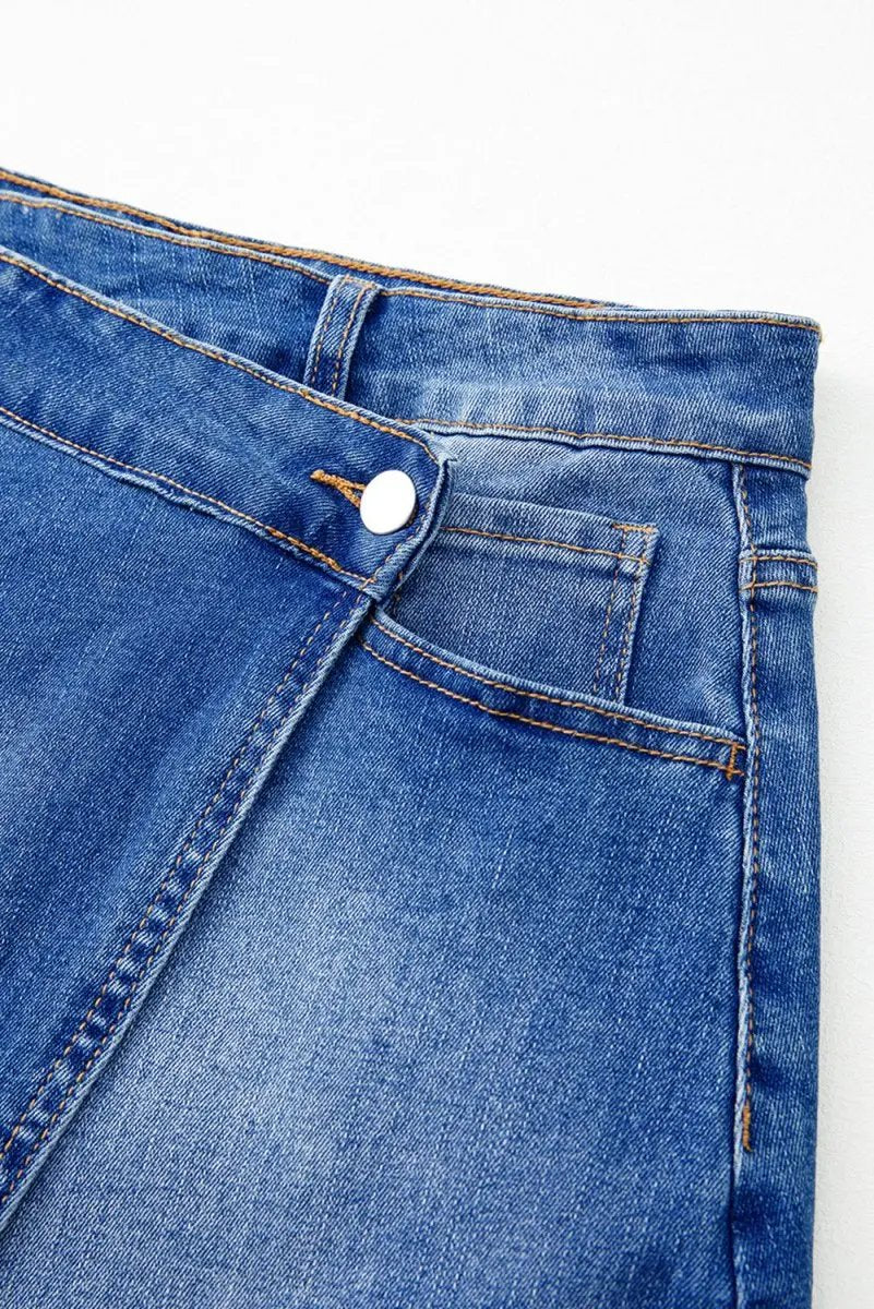 Shorts Love Salve  Ashleigh Blue Wrapped Crossed Waist Denim Mini