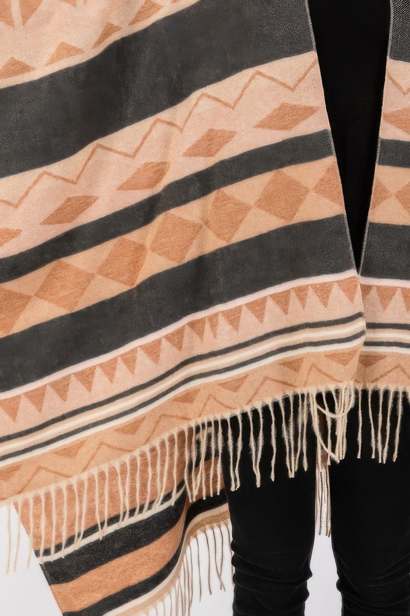 Aztec Pattern Fringe Ruana