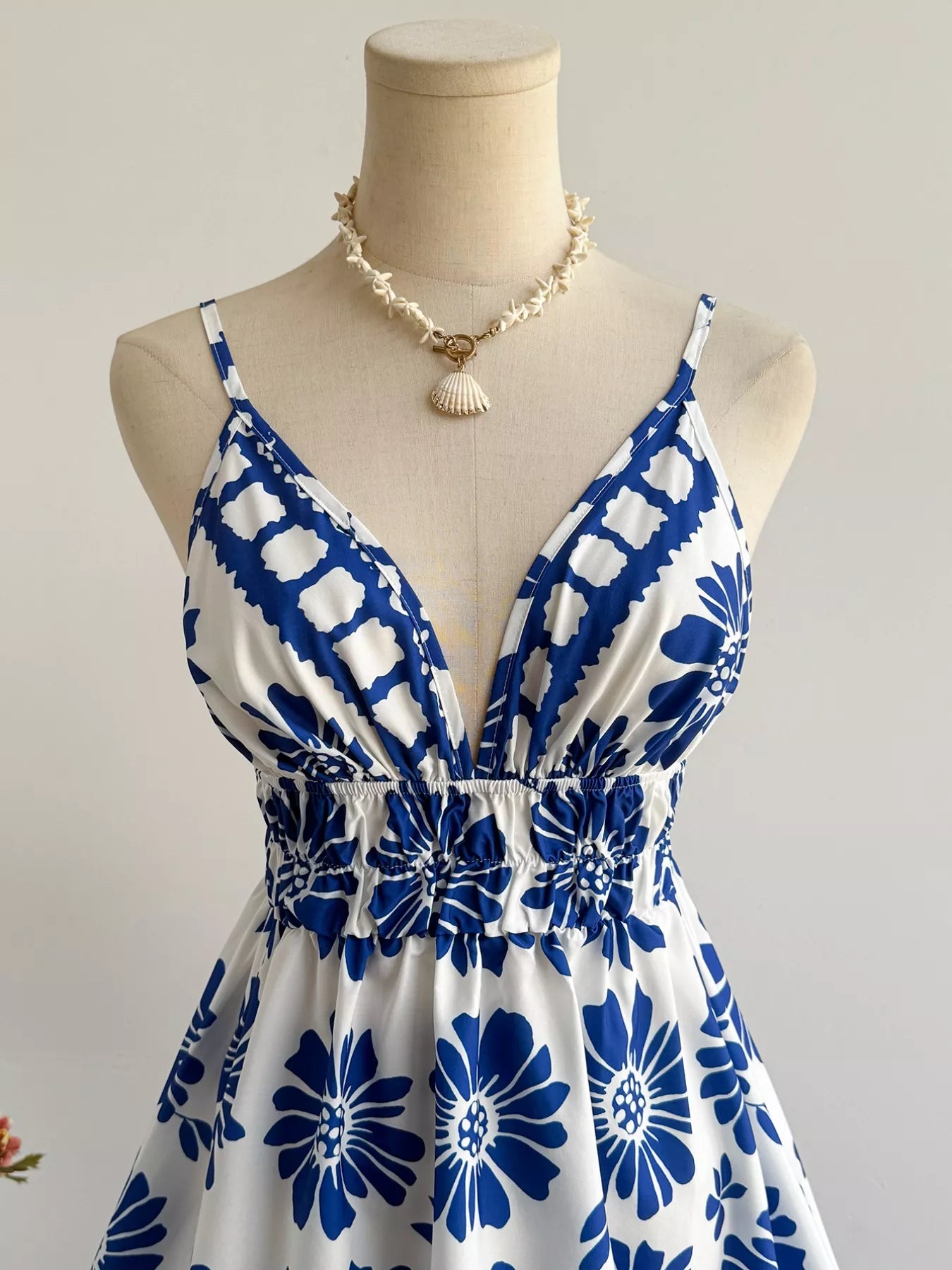 Floral Print V Neck Mini Dress
