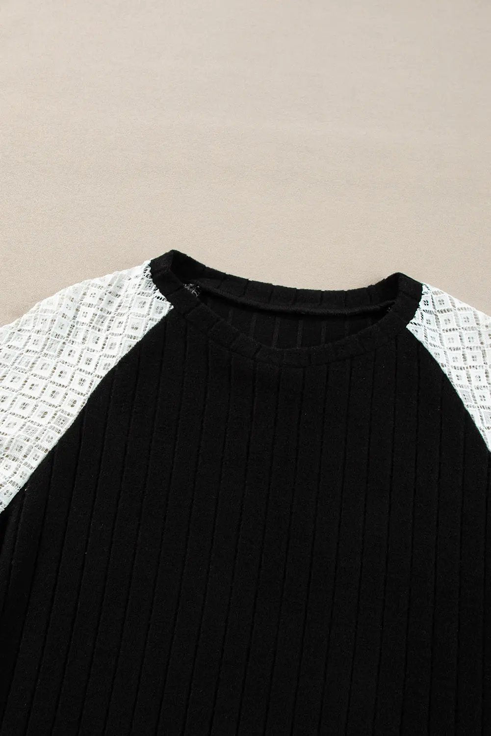 Women's Blouse Blouse - Patchwork Ribbed Long Sleeve Floral Top