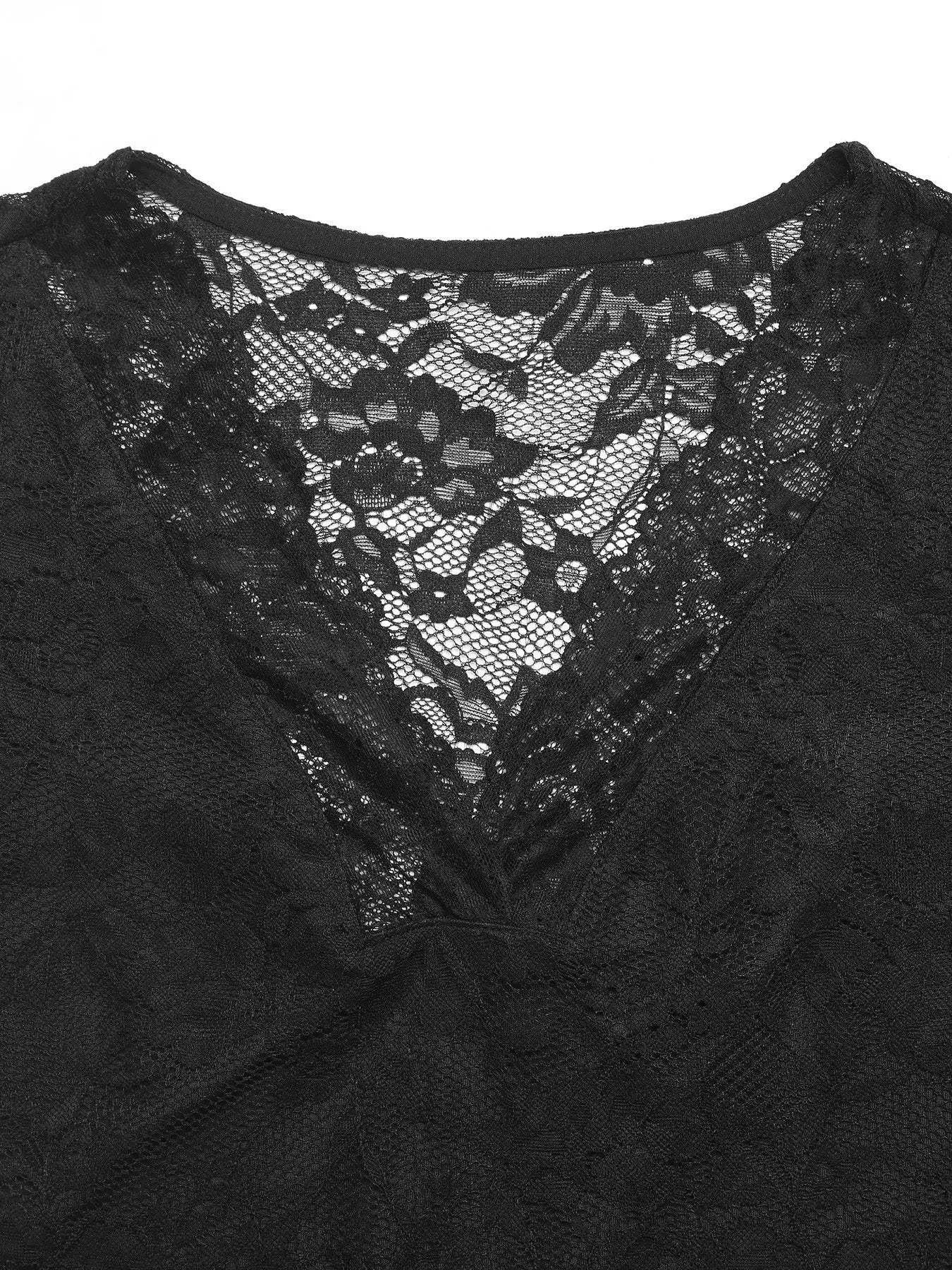 Lace V Neck Long Sleeve T Shirt