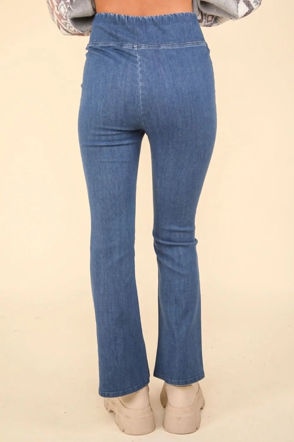 Women's Washed Denim Leggings | Trendsi Crossover Fit