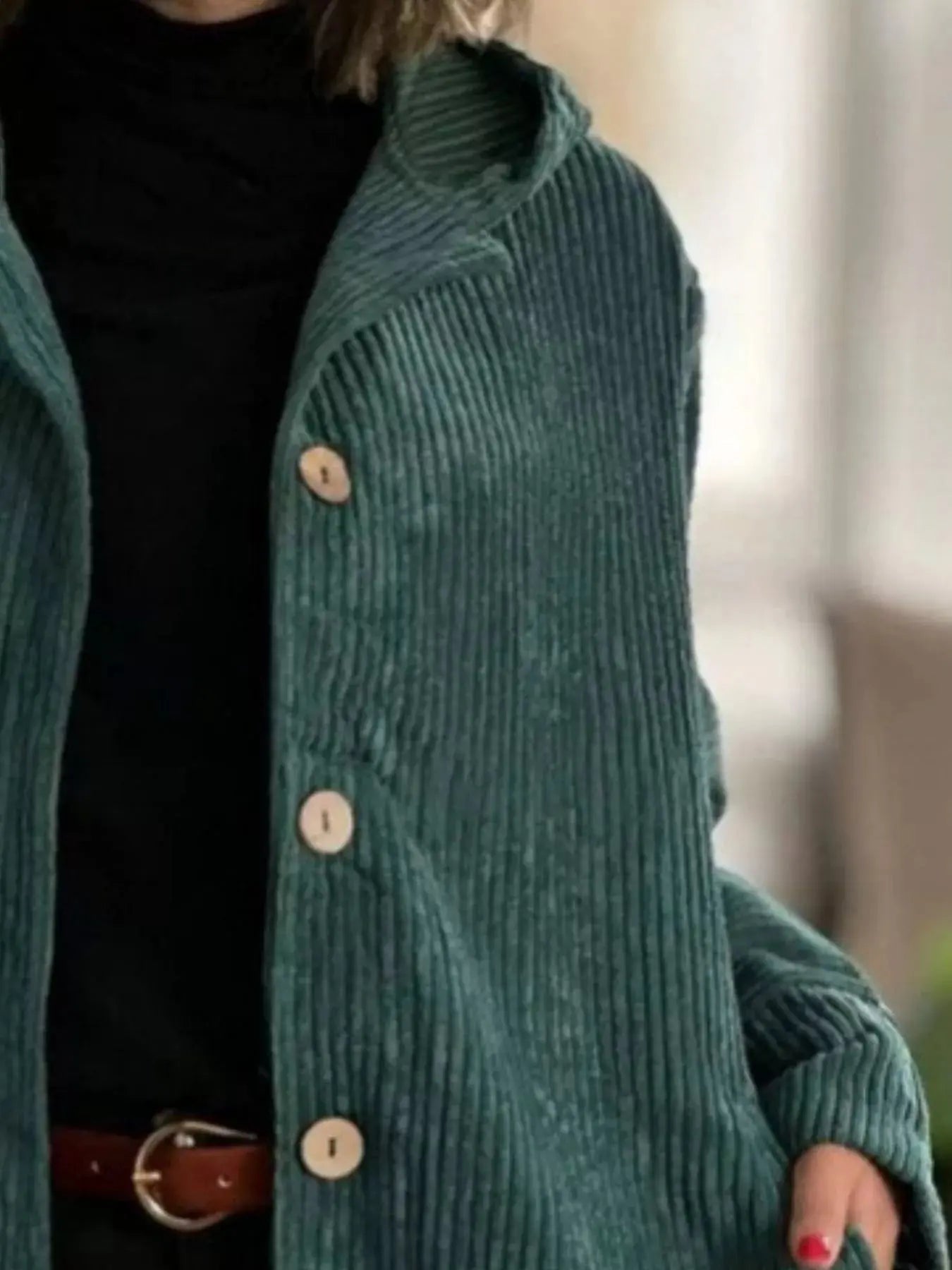 Full Size Corduroy Hooded Button Up Jacket