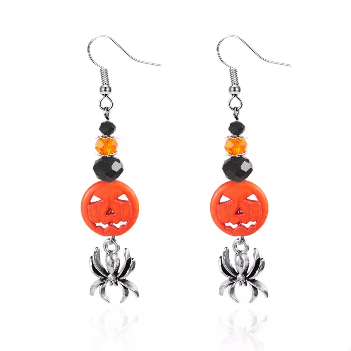 Spider Pumpkin Halloween Drop Earrings