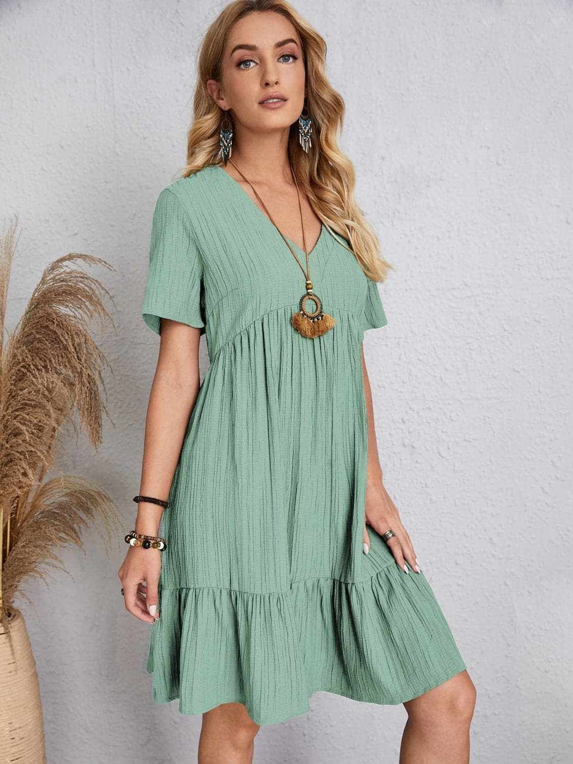 Dresses Trendsi Elegant V-neck dress - 100% polyester