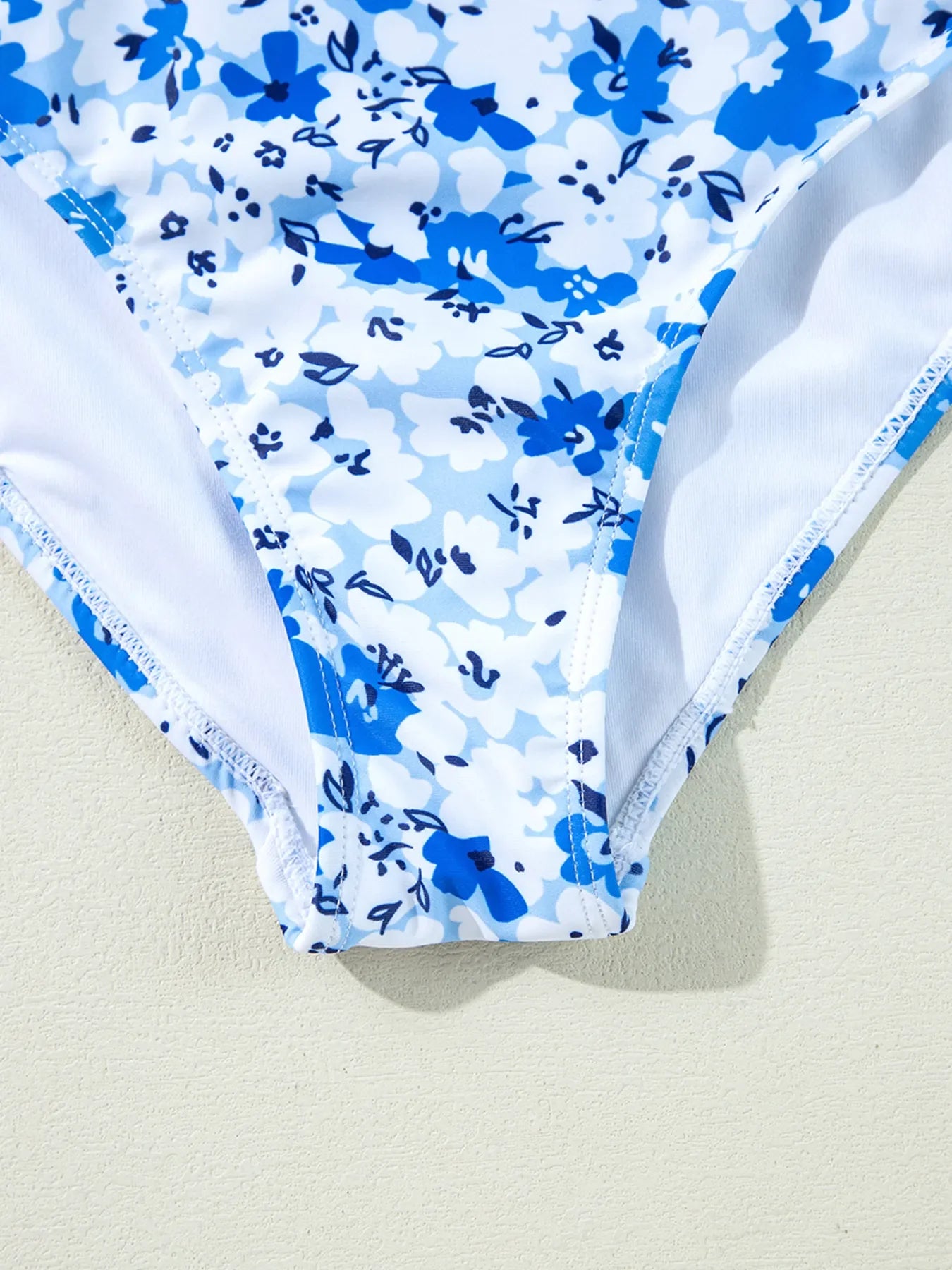 Floral Ruffled Strap Hollow Out Lace Up One Piece Swimsuit