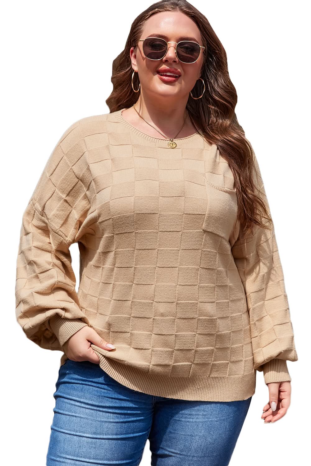 Pants Love Salve Beige Knit Sweater Women's Daily Wear Pullover Modern Style Winter