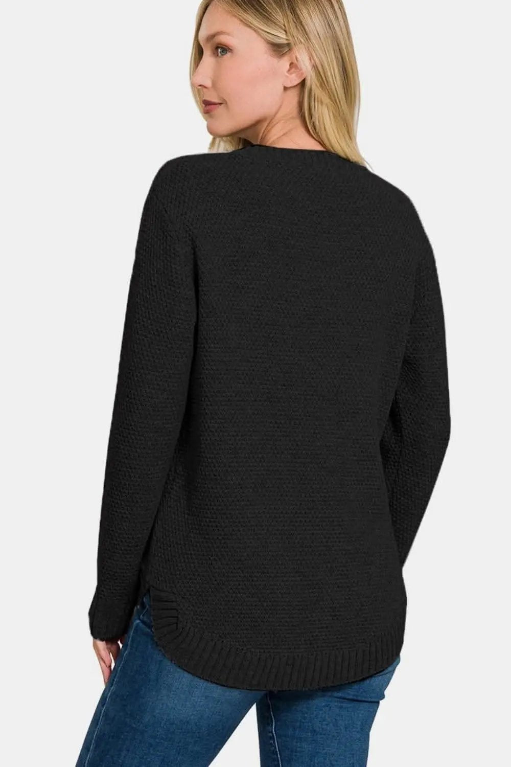 Women's Knit Sweater Sweater - Cozy Curved Hem - Zenana Style