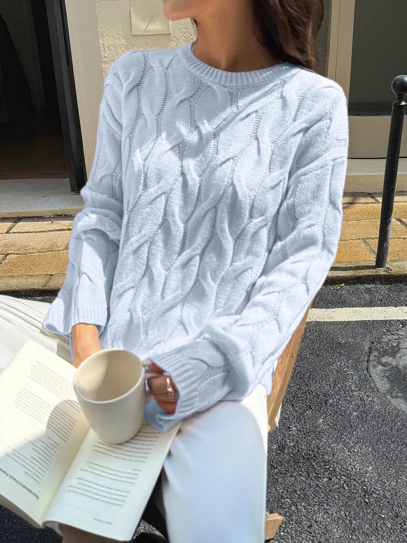 Long Sleeve Cable Knit Sweater
