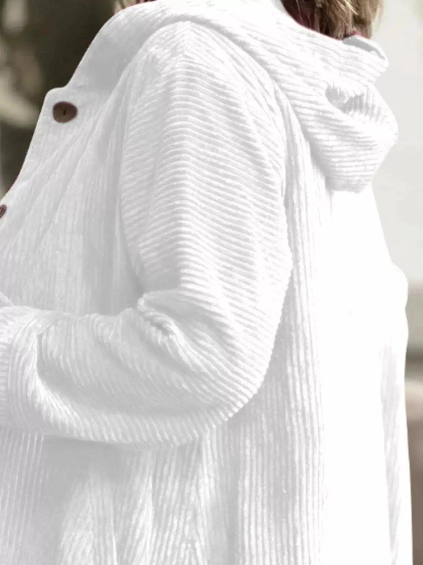 Full Size Corduroy Hooded Button Up Jacket