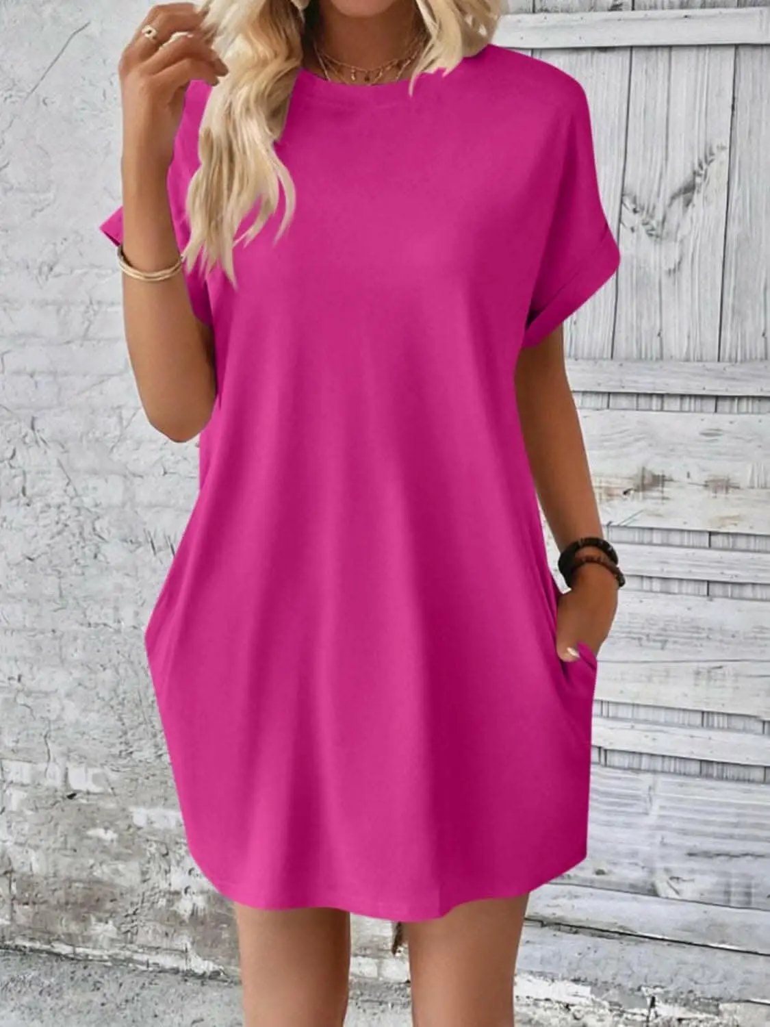 Women's Mini Dress Round Neck by Trendsi | Light Gray