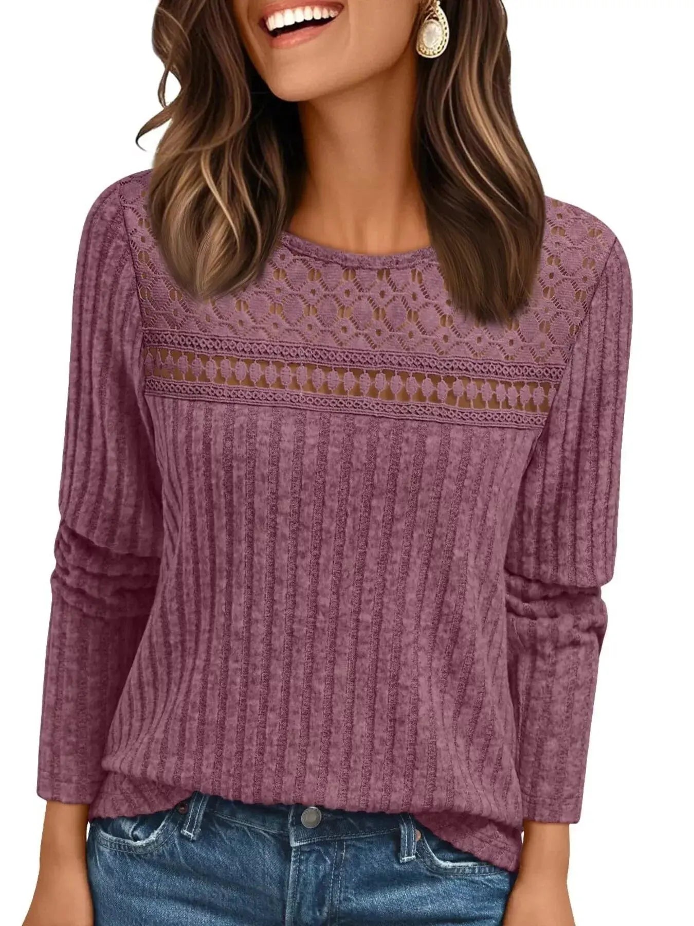 Ribbed Long Sleeve T Shirt