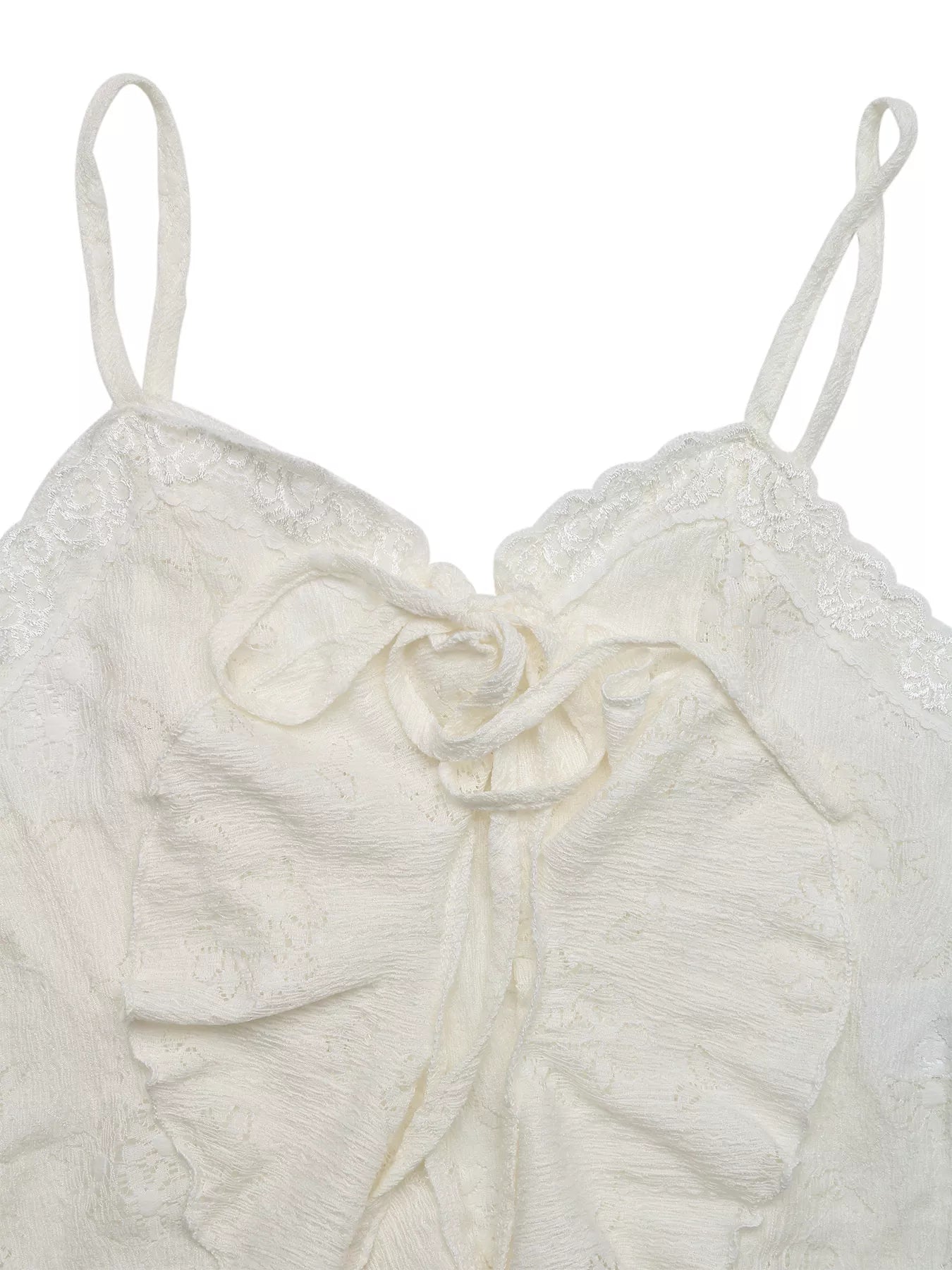 Tie-Front Ruffle Hem Lace Cami Tank