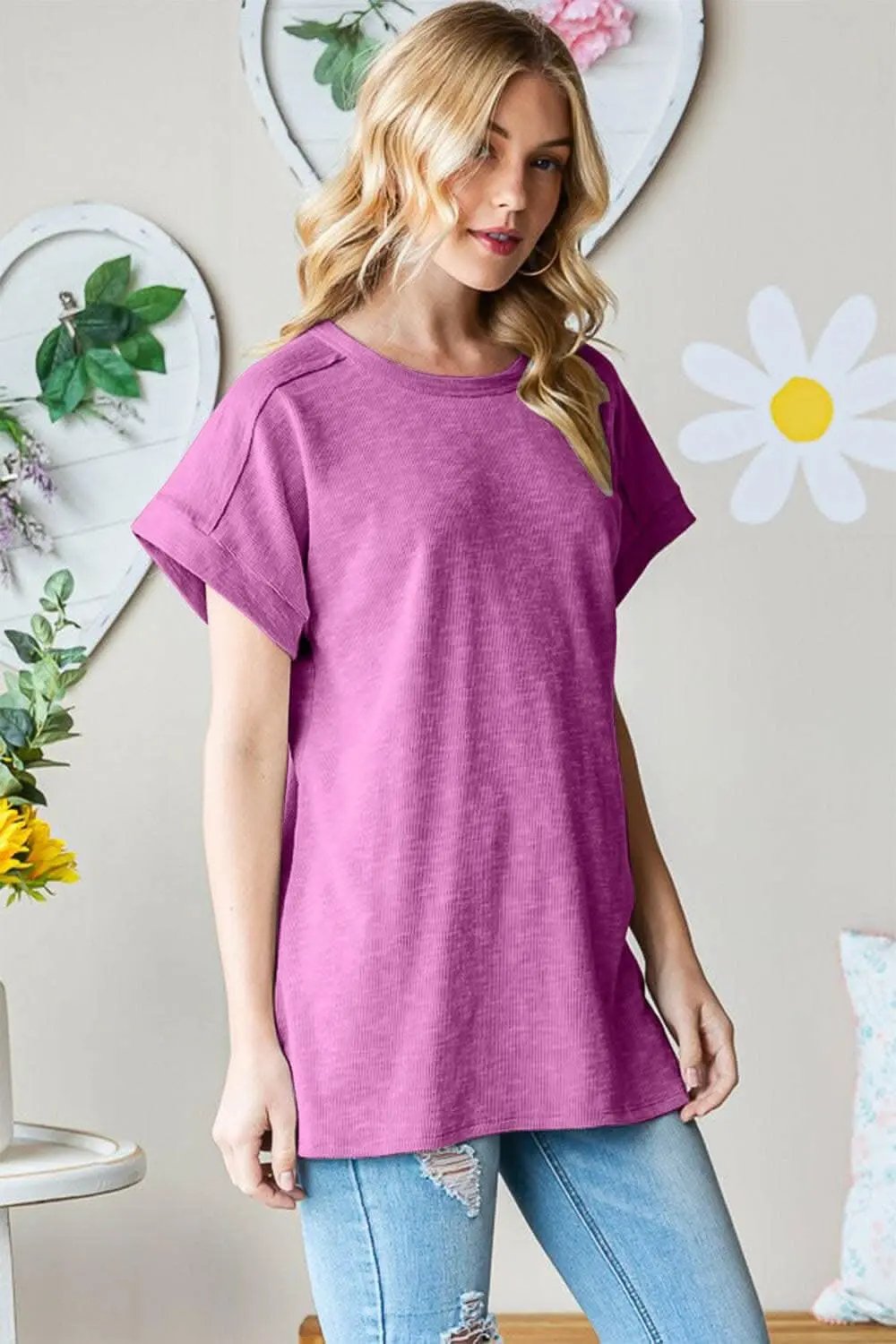 T-Shirts Trendsi usa - Heimish Full Size Short Sleeve Round Neck T-Shirt