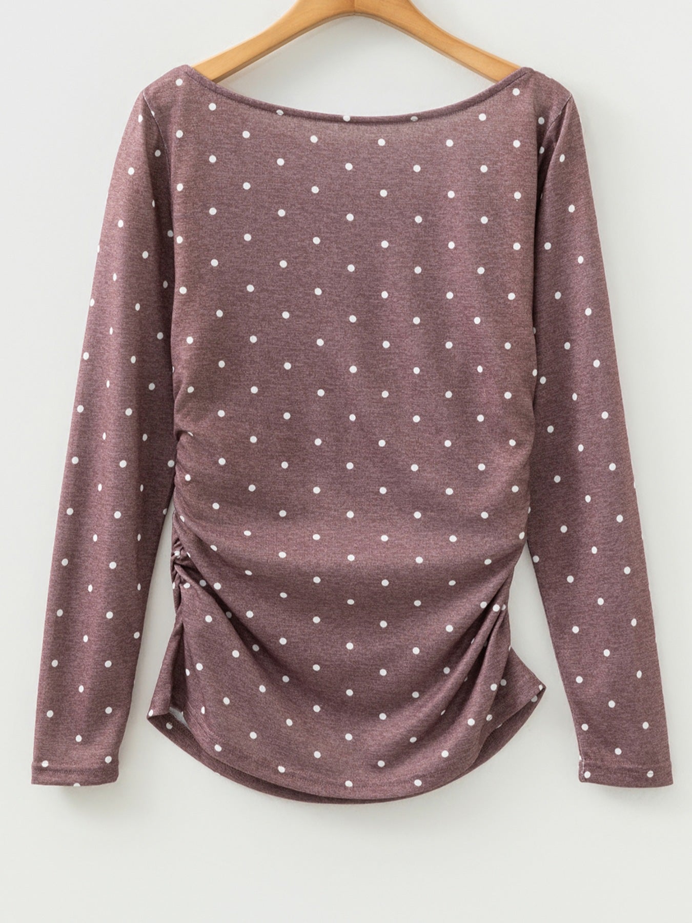 Polka Dot Boat Neck Knit Long Sleeve Shirt