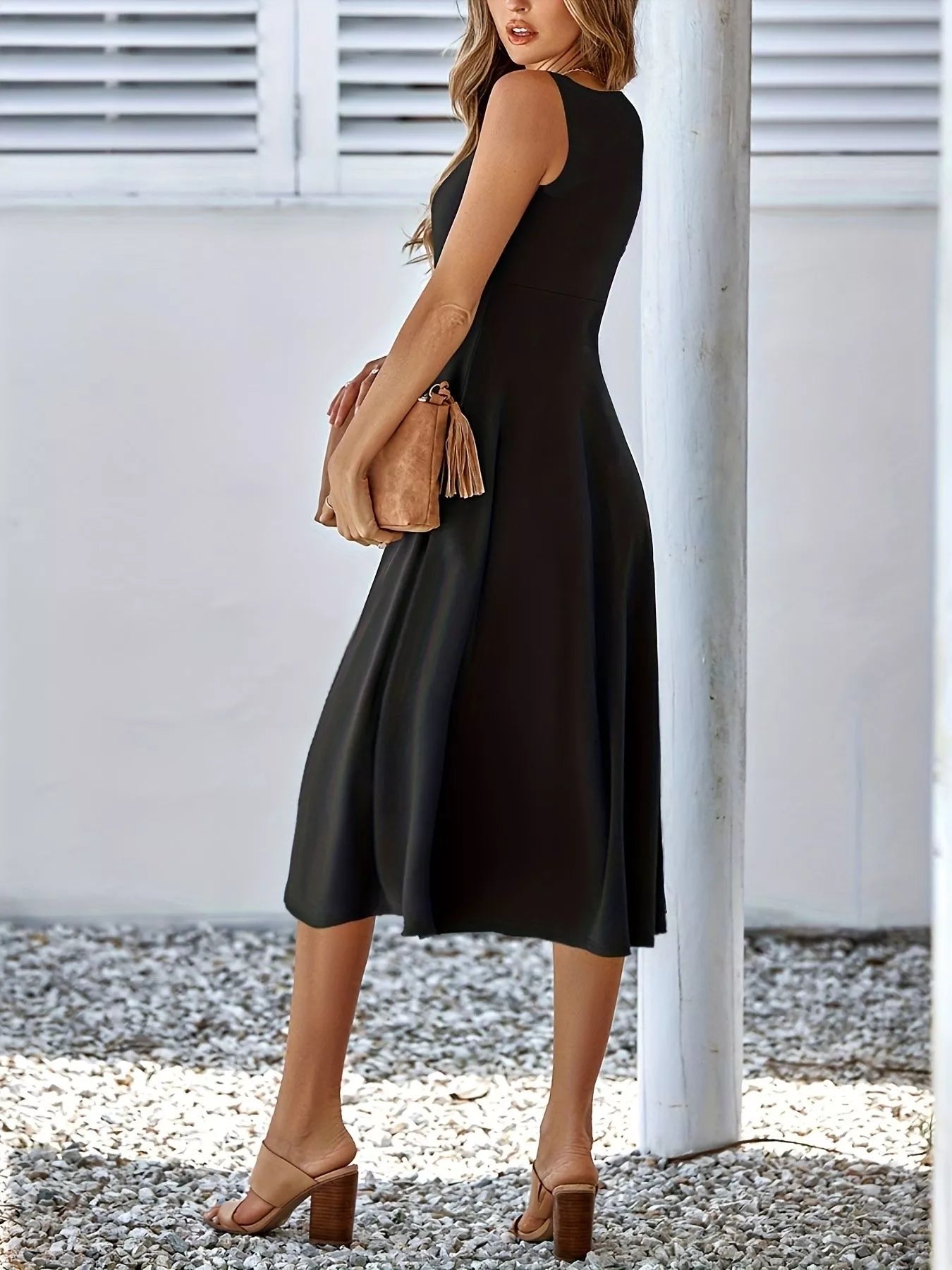 Sleeveless A Line Midi Dress