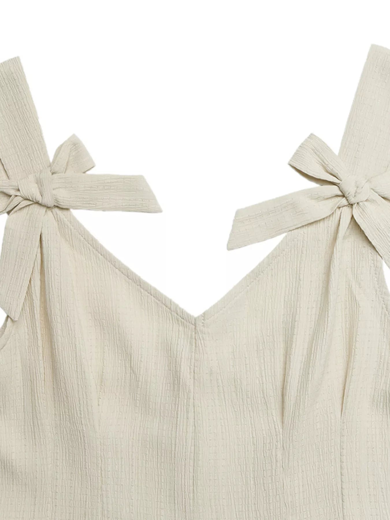 Bowknot Strap Pleated Detail Womens Romper