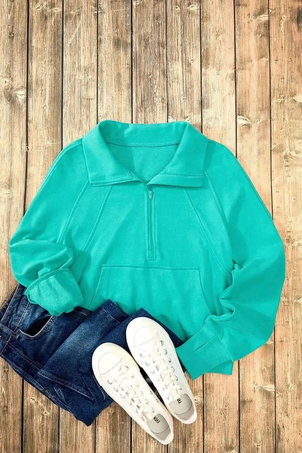 Trendsi Women's Half Zip Sweatshirt With Pockets — Fleece Pullover