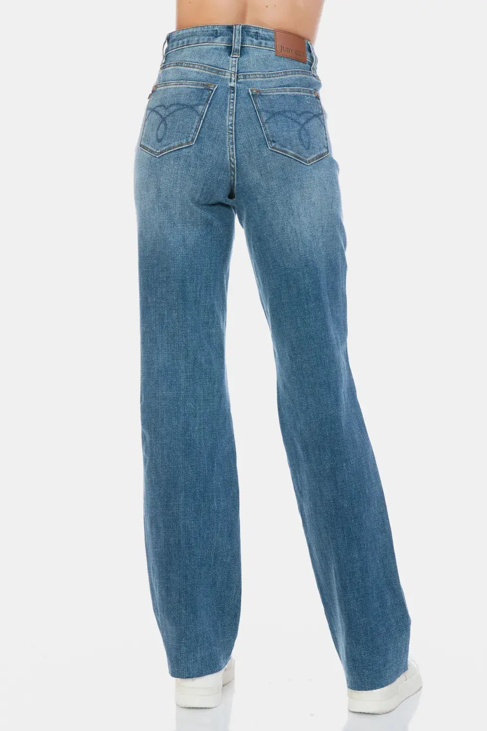Full Size/Plus Size Tummy Control Cut Raw Hem Straight Judy Blue Jeans