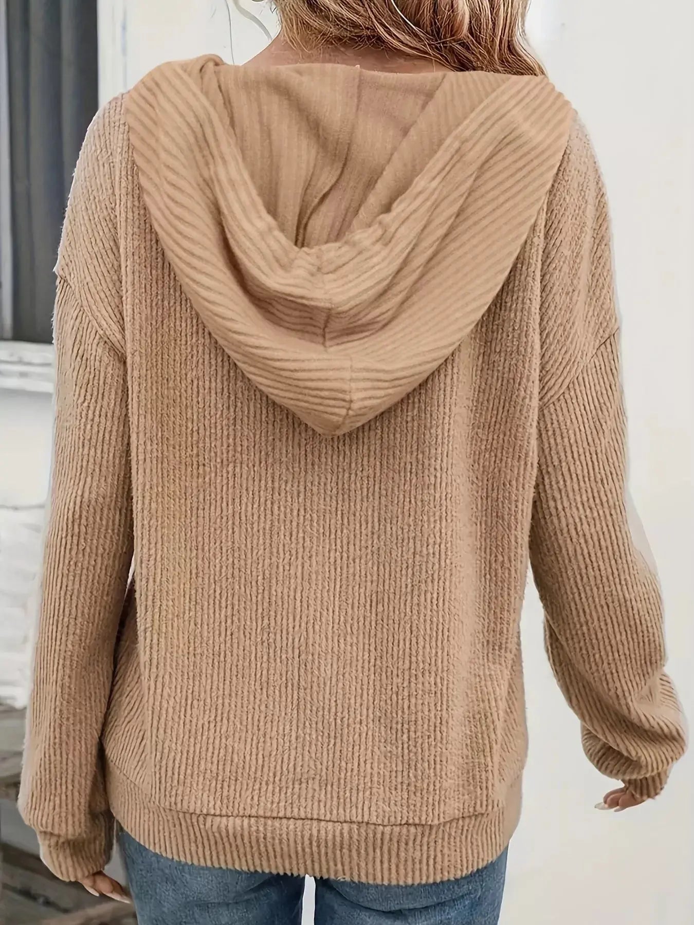 Button Front Drawstring Hoodie