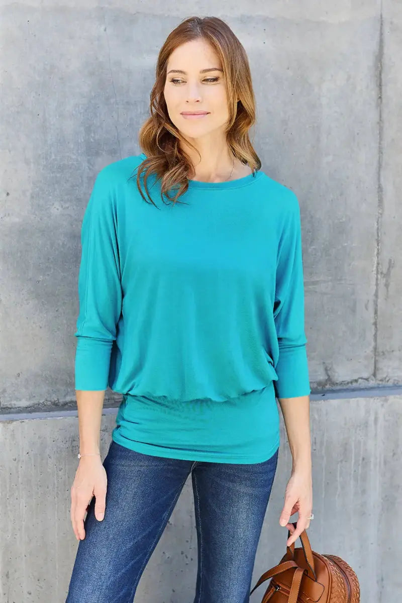 Accessories Trendsi Basic Bae Full Size Round Neck Batwing Sleeve Top
