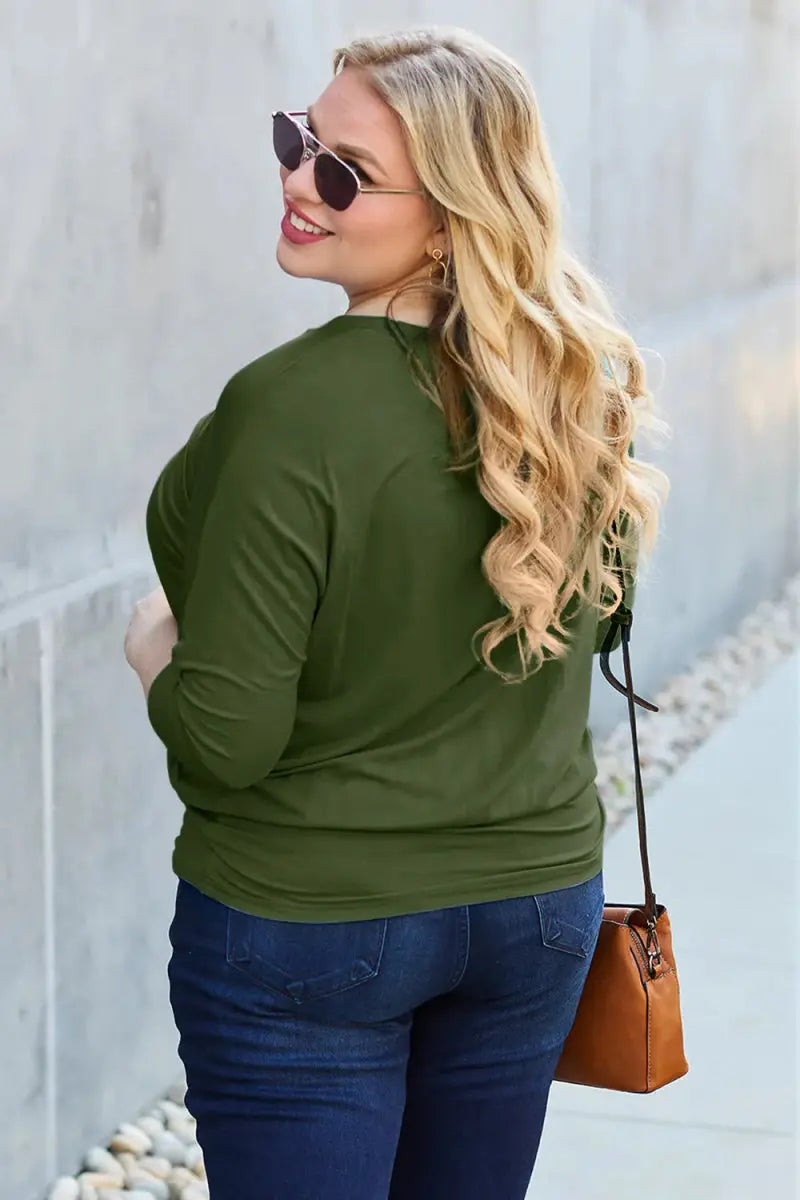 Accessories Trendsi Basic Bae Full Size Round Neck Batwing Sleeve Top
