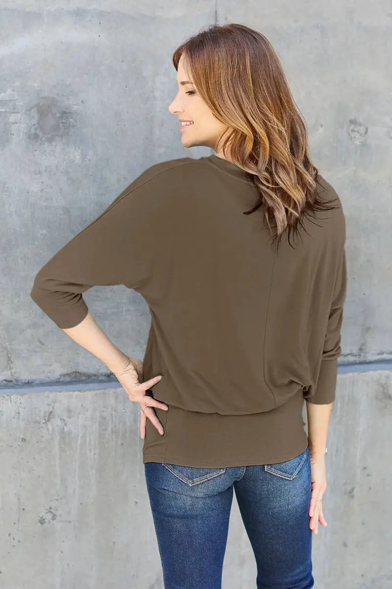 Accessories Trendsi Basic Bae Full Size Round Neck Batwing Sleeve Top