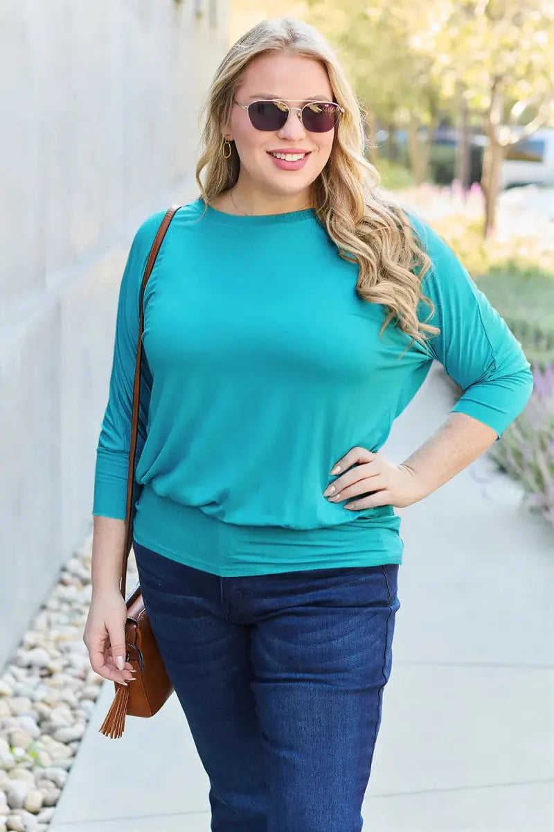 Accessories Trendsi Basic Bae Full Size Round Neck Batwing Sleeve Top
