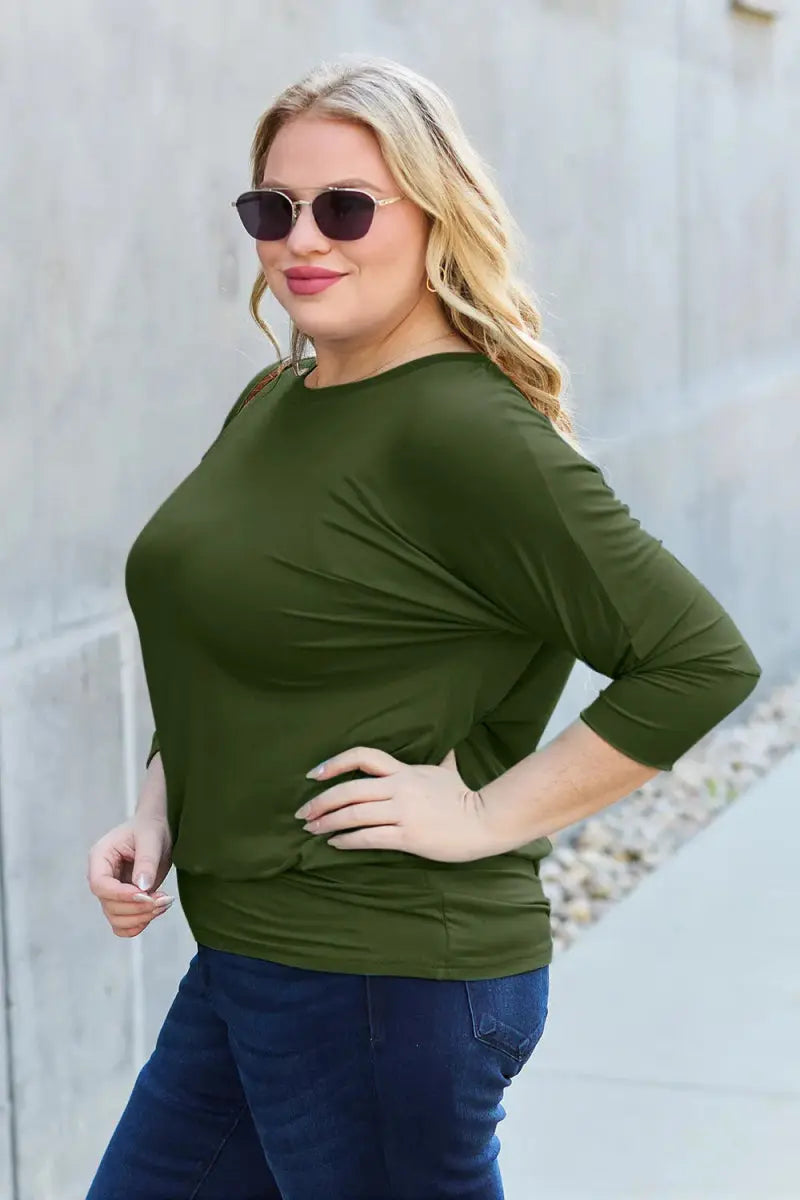 Accessories Trendsi Basic Bae Full Size Round Neck Batwing Sleeve Top
