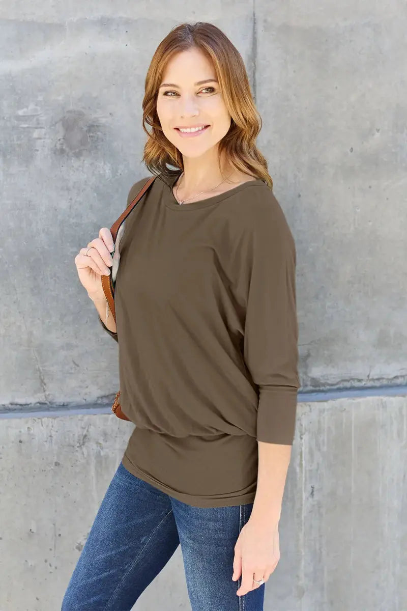 Accessories Trendsi Basic Bae Full Size Round Neck Batwing Sleeve Top