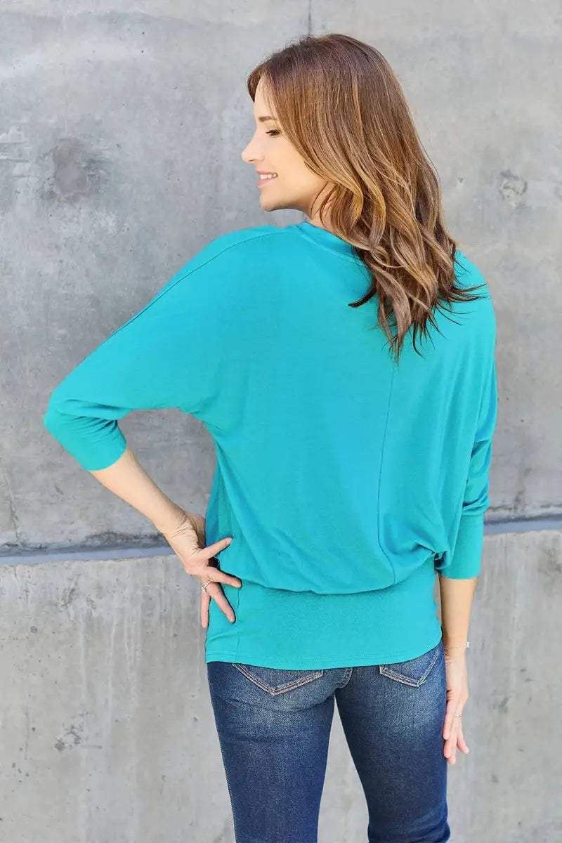 Accessories Trendsi Basic Bae Full Size Round Neck Batwing Sleeve Top
