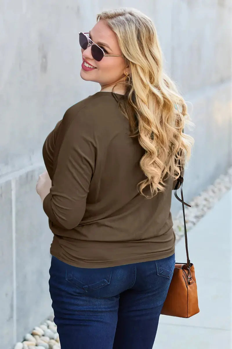 Accessories Trendsi Basic Bae Full Size Round Neck Batwing Sleeve Top
