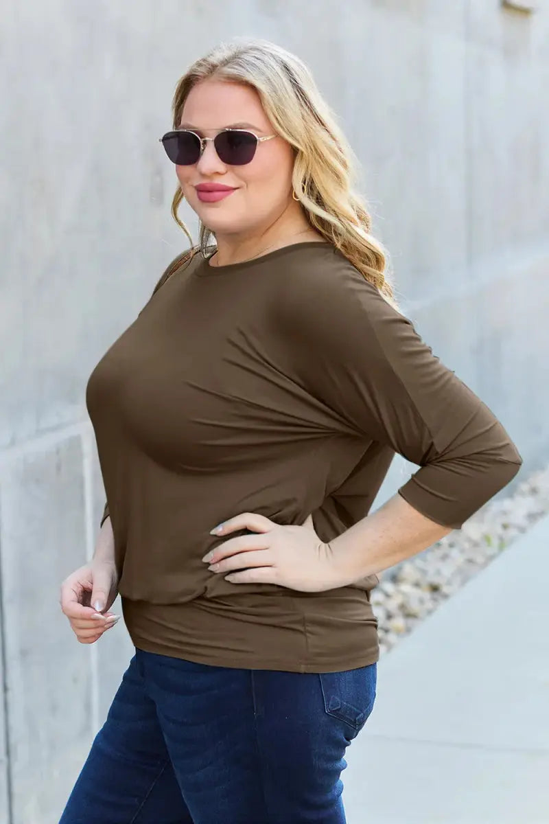 Accessories Trendsi Basic Bae Full Size Round Neck Batwing Sleeve Top