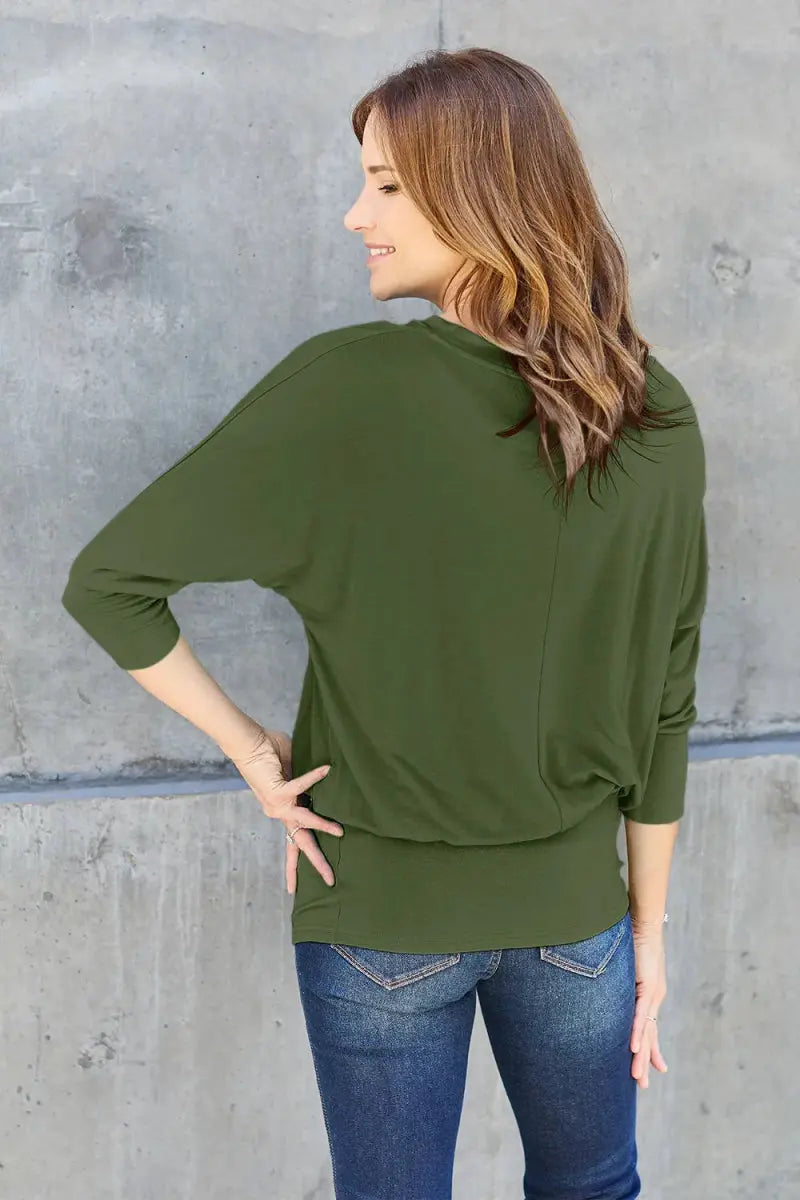 Accessories Trendsi Basic Bae Full Size Round Neck Batwing Sleeve Top