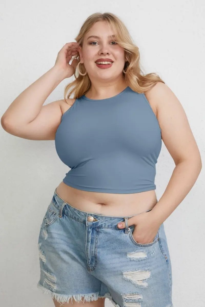 T-Shirts Trendsi Basic Bae Full Size Round Neck Slim Tank for Women